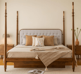 Gharaana Beds Casa 100% Solid Wood Poster Upholstered Bed